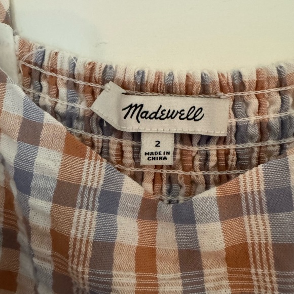 Madewell Checkered Midi Dress in Cream and Tan - Picture 5 of 7